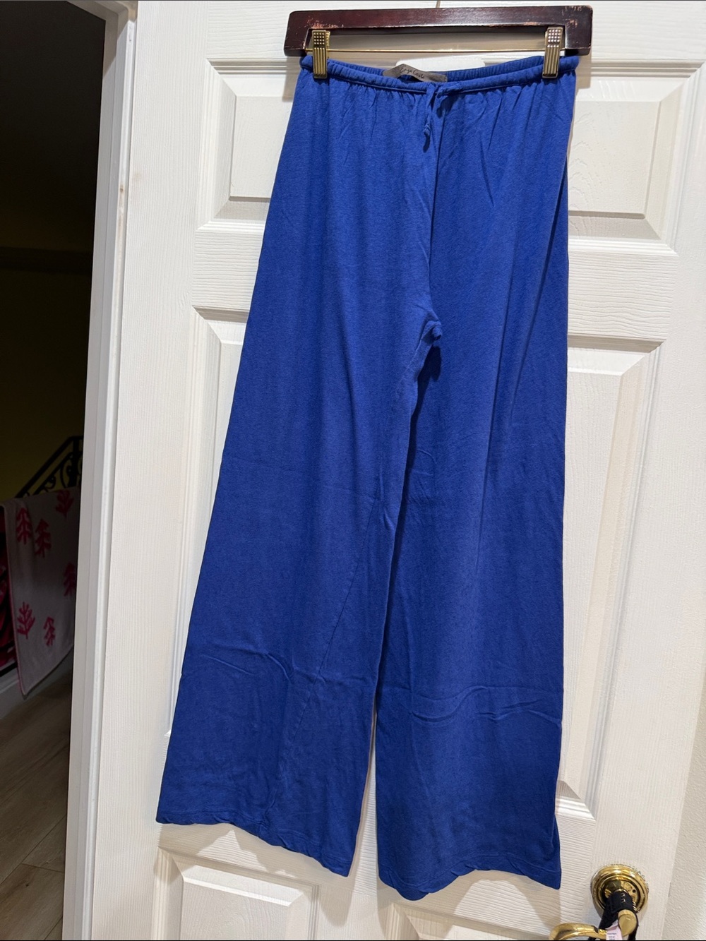 Enza Costa Wide Leg Drawstring Pants in Royal Blue